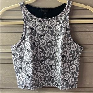 Black and White Floral Crop Top